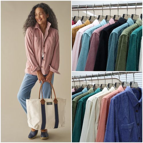 美系百年户外LLB 女款 复古粗条绒双口袋长袖衬衫 D009