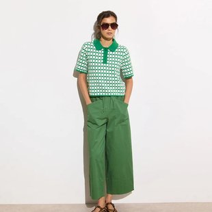 针织上衣 格纹翻领短袖 D597 女款 英伦美学OB