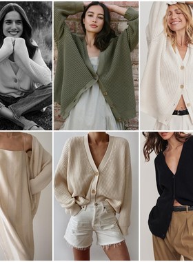 美系小众设计师JK松弛感棉茧型宽松针织开衫意大利面料女款4896