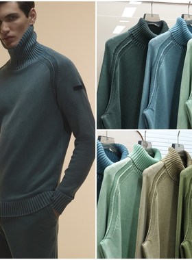 意大利海洋运动轻奢RR 男款 酸洗怀旧棉质高领毛衣 E262