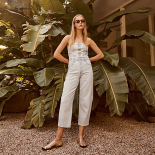 9102 浅蓝洗水抹胸微锥牛仔连体衣 加州轻奢丹宁P1ST0 女款