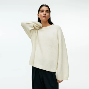 7028 羊毛羊驼混纺圆领宽松毛衣 北欧风@KT 女款