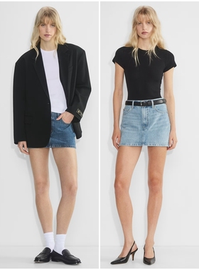 加拿大DEN1M F0RUM 女款 蓝色洗水迷你牛仔半身裙 B008