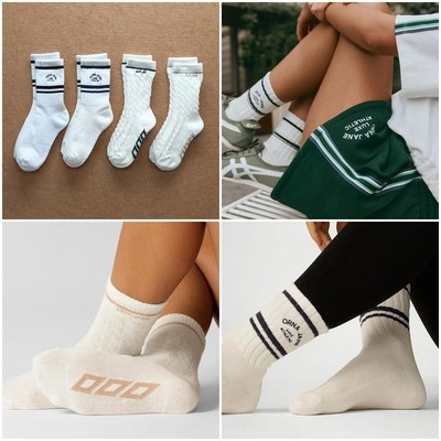 澳洲运动轻奢LJ 运动瑜伽普拉提健身毛巾底绞花中筒女袜 C756