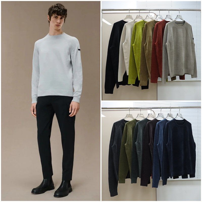 意大利海洋运动轻奢RR 男款 轻盈保暖天鹅绒圆领针织衫 E249