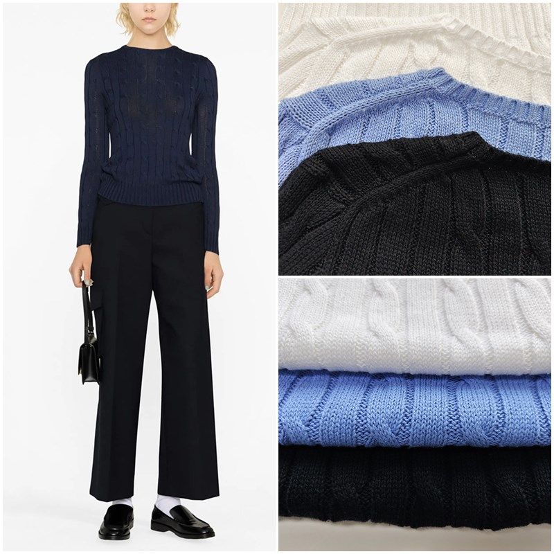 美式老钱风 女款 经典小徽标刺绣绞花圆领长袖针织衫 E011,女装/女士精品,毛针织衫,淘宝优惠券,粉丝福利购,淘宝优惠卷