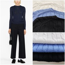 美式老钱风 女款 经典小徽标刺绣绞花圆领长袖针织衫 E011