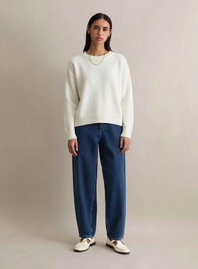 德系奢牌M0P 女款  羊毛混纺圆领宽松针织衫 E723