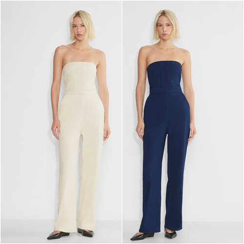 加拿大红牌DF 女款 90年代抹胸直筒牛仔连体裤 C444