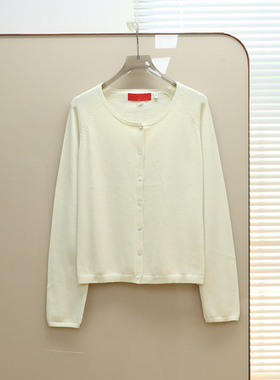 面料控入 出岛国 女款 圆领长袖针织开衫 C055