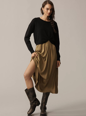 美系安@NTHR0  女款  圆领可拆解两件针织连衣裙 E585