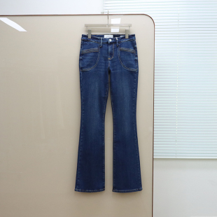 深蓝洗水微喇牛仔裤 女款 F581 丹宁DJ 美式