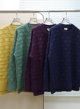 英伦FF  女款  圆领宽松菱纹长袖针织衫 E210