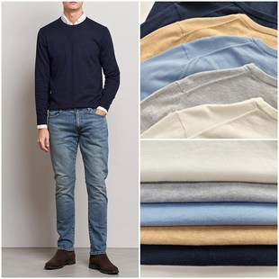 针织衫 美式 圆领刺绣长袖 男款 E009 老钱风