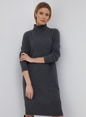 德系奢牌M0P 女款 羊毛羊驼毛混纺高领宽松针织连衣裙 E724