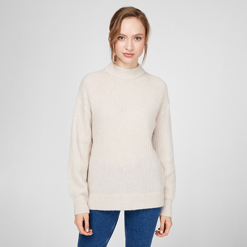 美式经典 女款 羊毛羊驼毛混纺半高领针织毛衣 D720