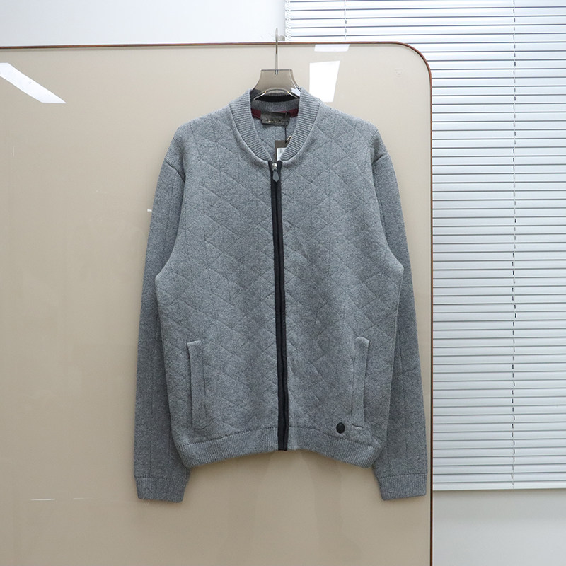 意大利奢品Tru撤柜  男款 羊毛羊绒混纺补丁袖拉链针织开衫 E295