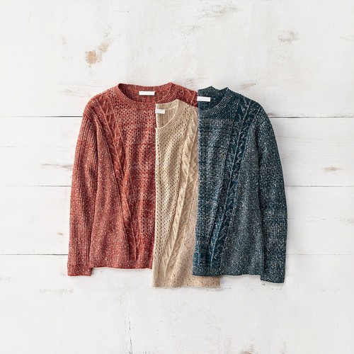 美系中产CC 女款 圆领纹理镂空宽松针织衫 6491