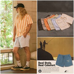 美式度假轻奢DU 男款 松紧腰抽绳洗水短裤 A714