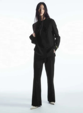 北欧风CS 女款 松紧腰羊毛莱赛尔混纺微喇针织裤 7413