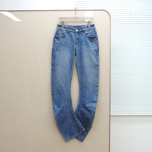 D962 蓝色洗水立体裁剪弯刀牛仔裤 国货精品 女款