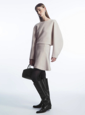 北欧风CS 女款 短款缩绒羊毛混纺针织毛衣 7370