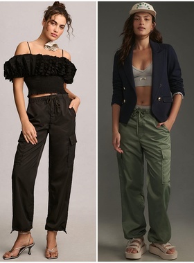 加州轻奢丹宁P1ST0 女款 松弛感轻质防撕裂可调节束脚工装裤4280