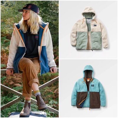 英伦户外山系PSG 女款 保暖拼色连帽抽绳拉链羊羔绒外套 D374