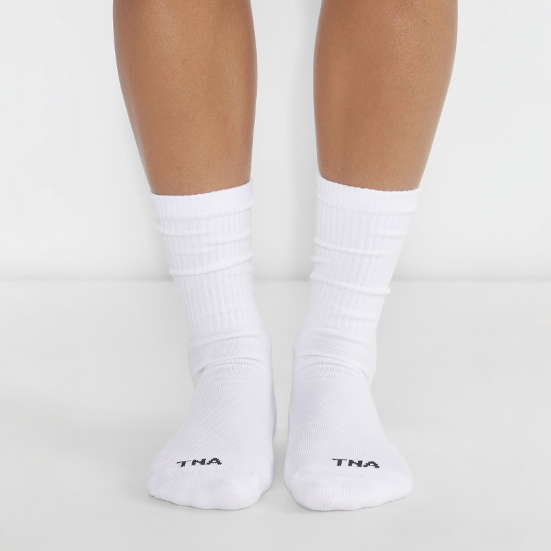 加拿大之光TN@  女士 白色罗纹毛巾底中筒袜 6933