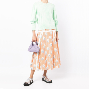 5539 绿色扎染风棉质圆领针织衫 法系KN20 女款