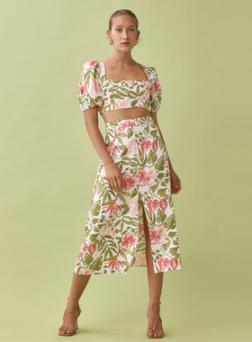 美系轻奢REF 女款 亚麻印花套装 4025