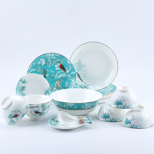 海瓷21头抗菌易洁餐具免洗洁精山东无棣海瓷集团碗盘勺礼盒装