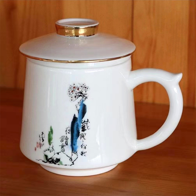 山东海瓷滤茶杯办公室过滤茶杯带漏海洋贝瓷无棣特产正品保障