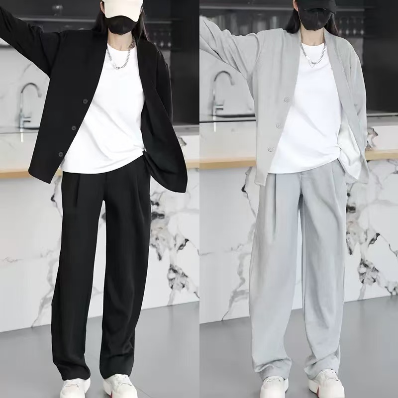 加肥加大码宽松时尚帅气男女套装