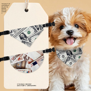 钞票美元美金欧元英镑个性恶搞宠物口水巾狗狗猫咪三角巾围脖围巾