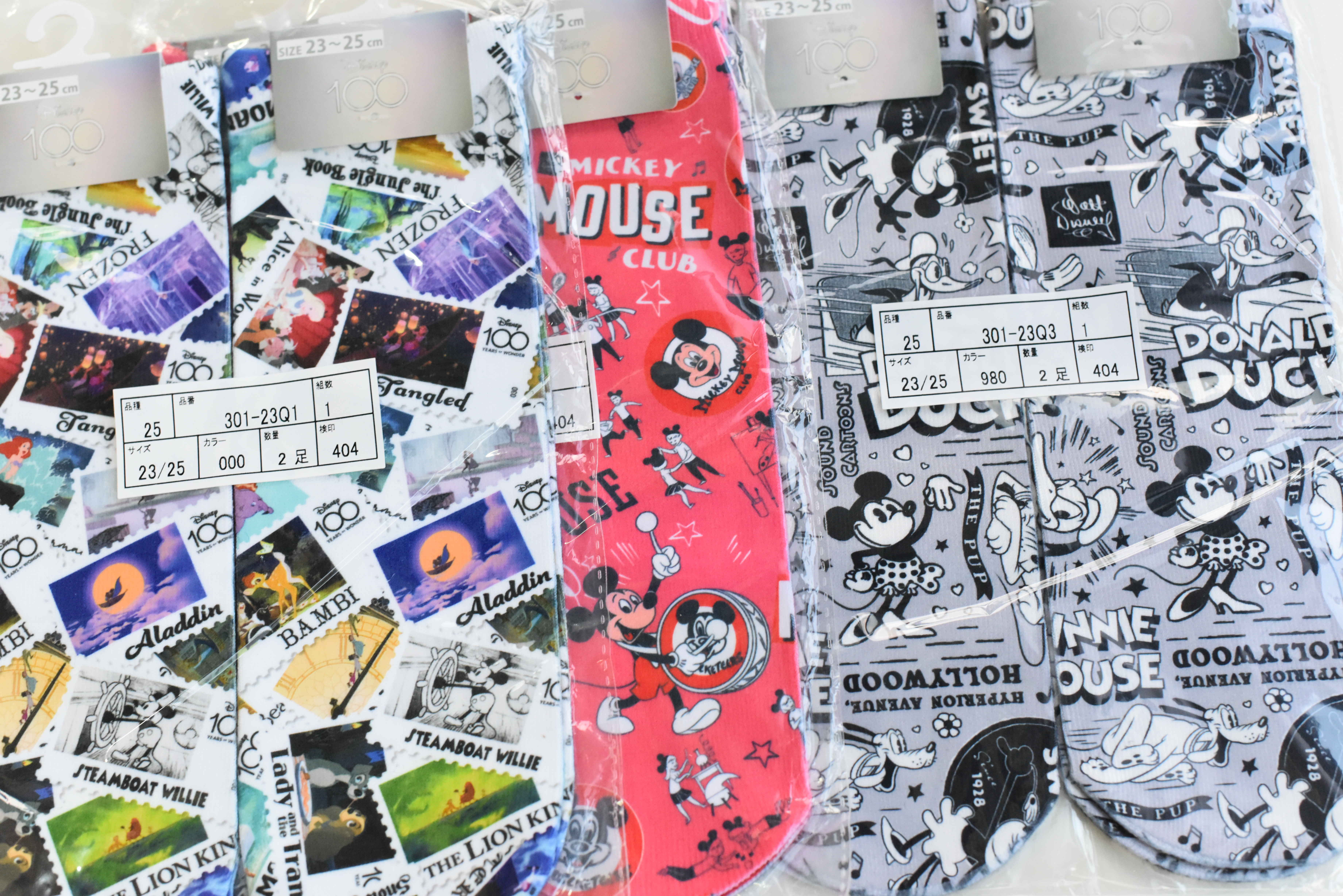 YaG25新 出口ri单100周年迪迪尼纪念印花卡通纪念收藏纯棉女短袜