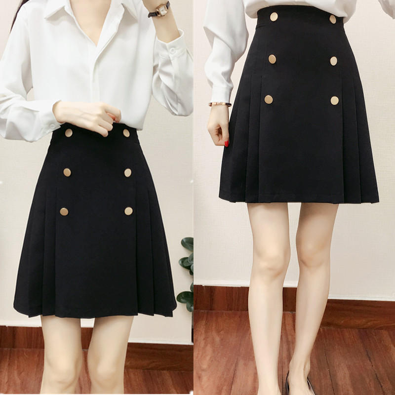 大码百褶裙女2024新款胖mm春季防走光双排扣a字秋,女装/女士精品,半身裙,淘宝优惠券,粉丝福利购,淘宝优惠卷