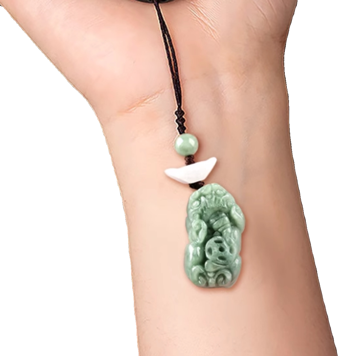 高档汽车钥匙扣挂件天然翡翠貔貅吊坠挂饰手机挂简约玉石玉坠男女
