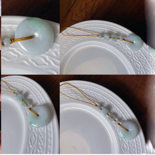 天然翡翠玉石平安扣手机链绳锁钥匙包挂件绳平安环手 工编织吊坠