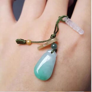 翡翠阳绿福瓜包挂坠手机链汽车挂钥匙链天然玉石原石A货U盘坠扇坠