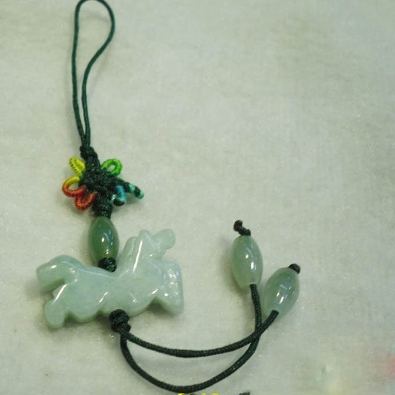 翡翠手机链挂件饰天然玉石老坑A货圆珠包坠路路通车挂钥匙链男女