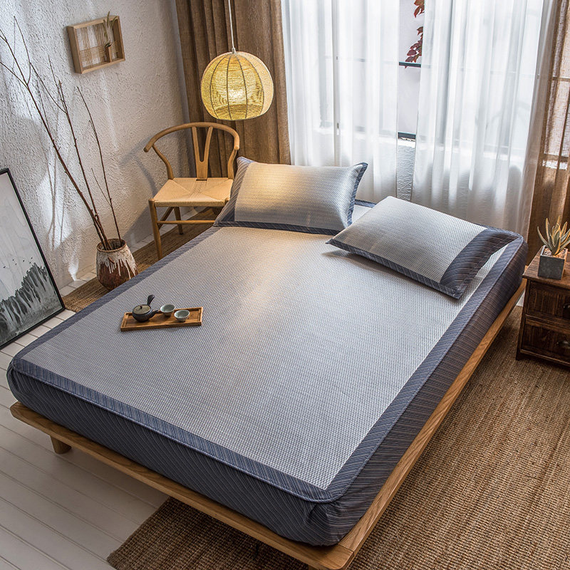 凯豪夏天印尼藤席三件套床笠款可水洗凉席1.5m床双人冰丝空调席子