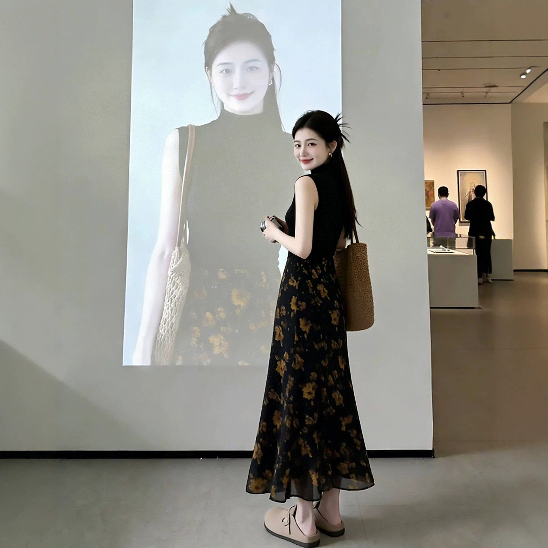 黑色碎花半身裙鱼尾裙子女夏天绝美套装A字包臀长裙夏季御姐穿搭