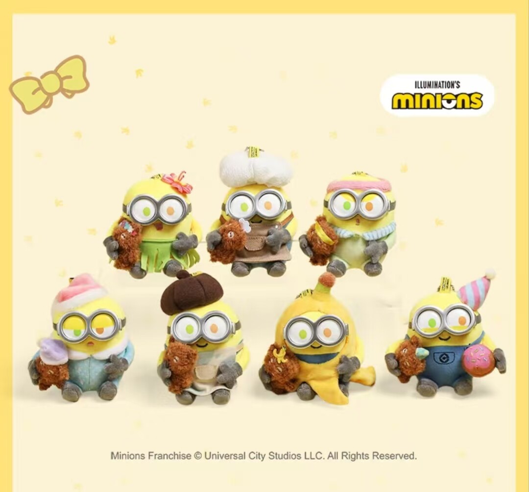 全新正品小黄人bob+tim小熊毛绒挂件盲盒礼物