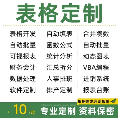 定做表格宏编程序Excel办公系统统计VBA代做数据处理分析汇总制作