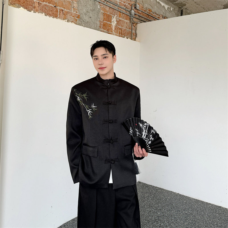 新中式潮流风绣竹外套男P130,女装短外套,星座1009（原B233）