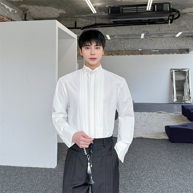 新中式简约百搭立领衬衫男P80,男装衬衫,星座1009（原B233）