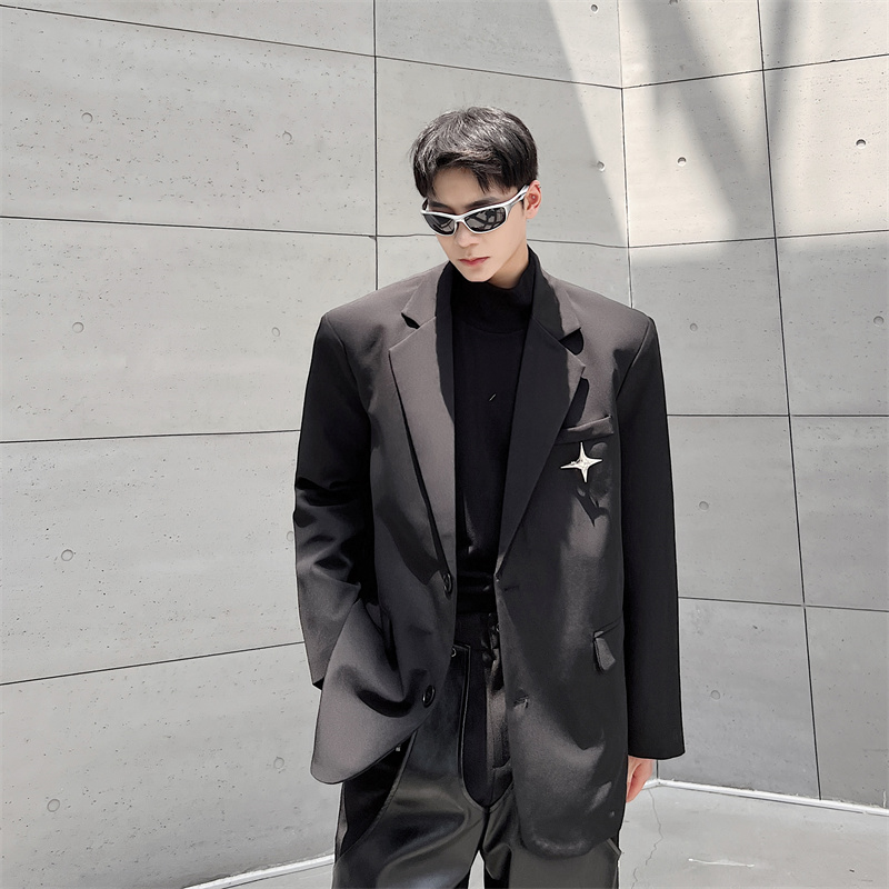 暗黑小众复古送金属装饰轮廓西装小外套男P130，男装西服套装，星座1009（原B233）