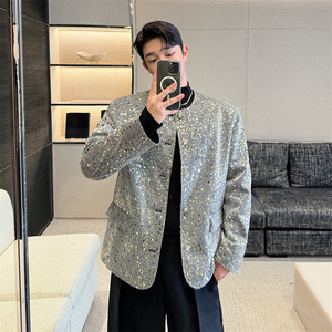 小众设计款长袖垫肩外套男秋冬轻奢高级感上衣男士夹克P135图片