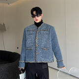 网红重磅水洗花牛仔廓阔形小香风外套男痞帅上衣男明星同款厚P165，女装短外套，星座1009（原B233）